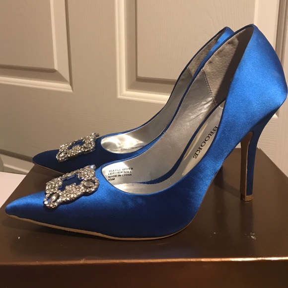 Audrey Brooke blue satin high heels - Picture 5 of 8